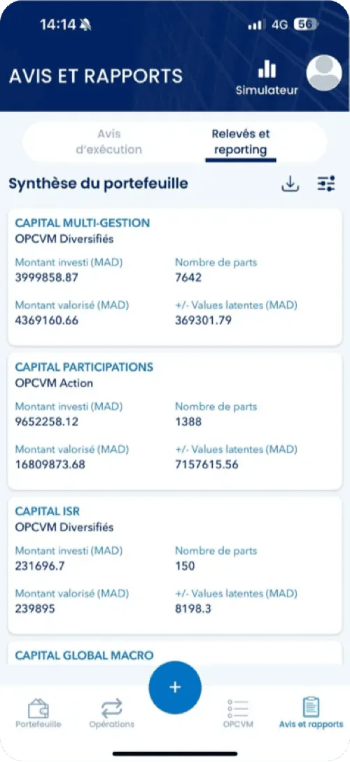 Application OPCVM Direct sur Smartphone