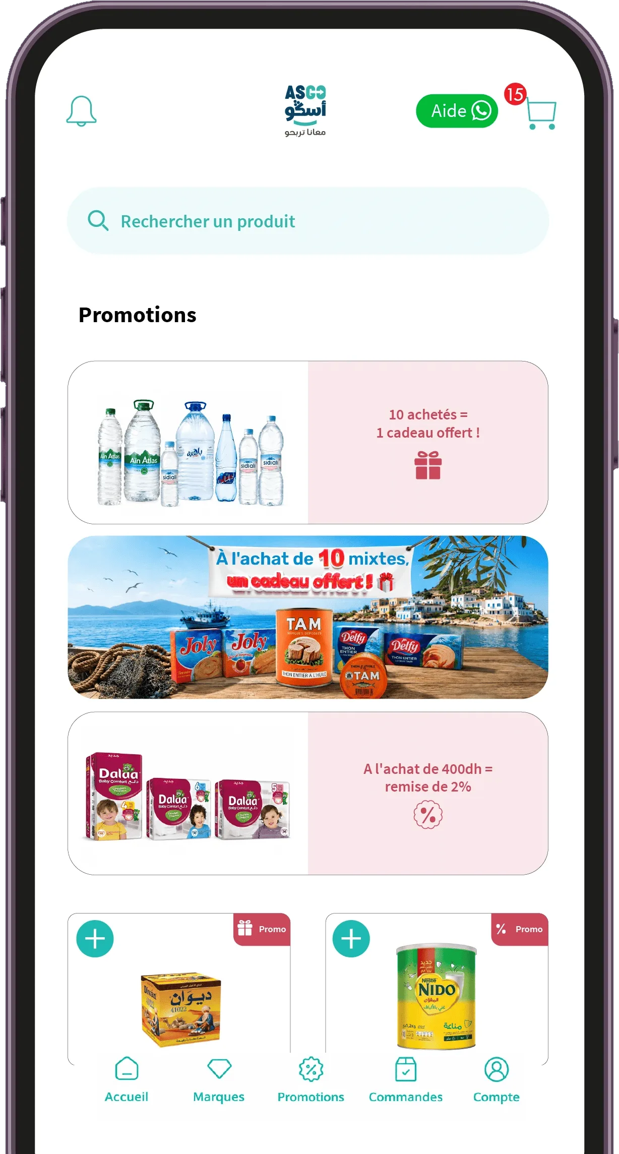 Application ASGO sur smartphone